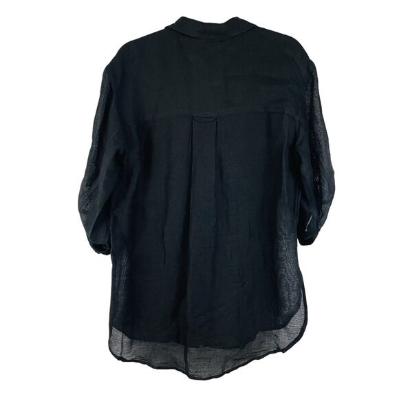 🍒 Vtg Liz Claiborne Sport Linen Blend Sheer Safari Button Up Down Sexy‎ Small - Picture 2 of 6
